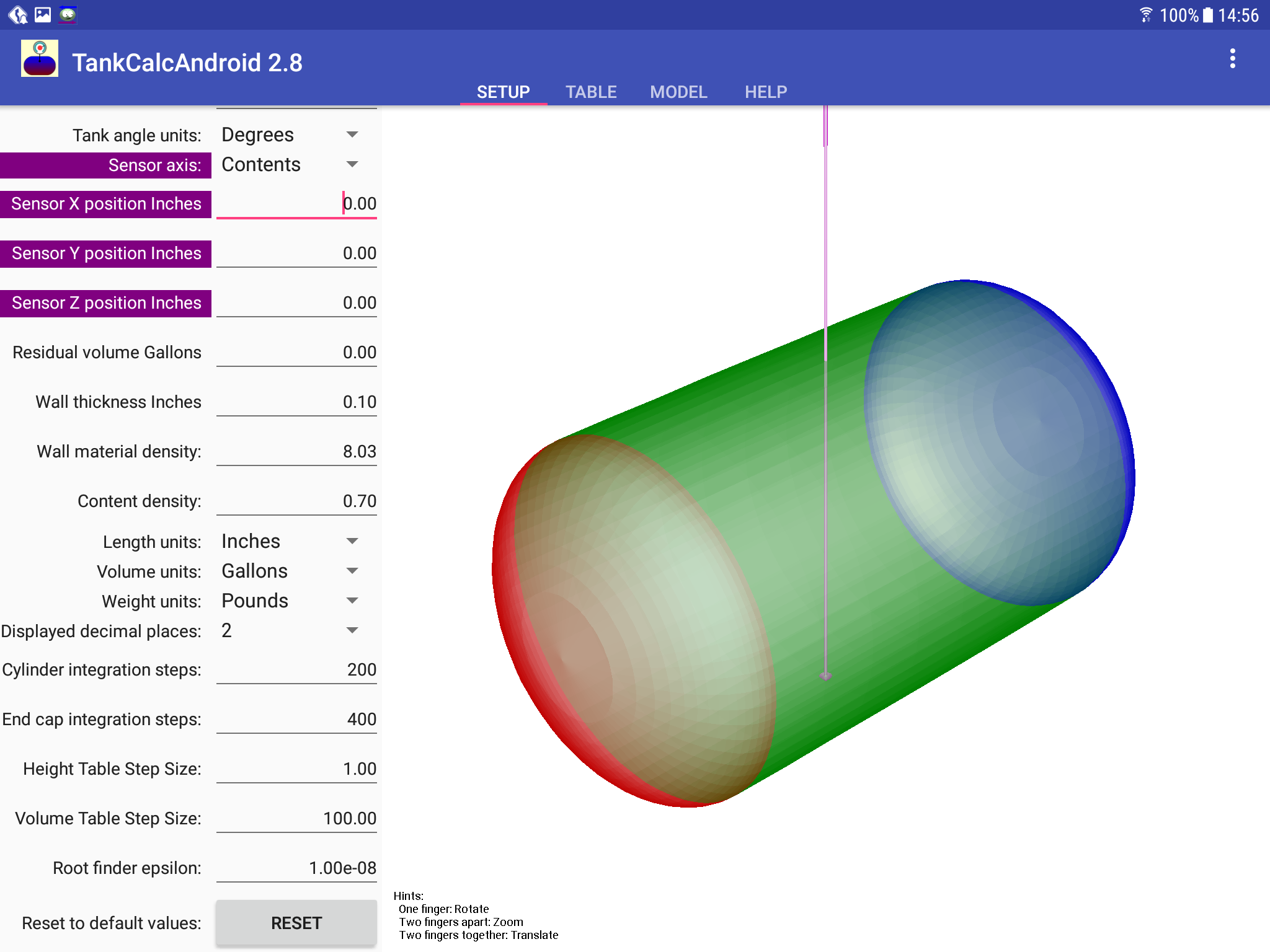 TankCalcAndroid in situ